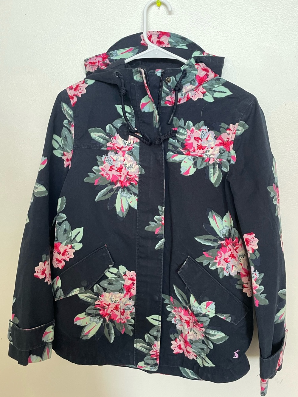 Joules Navy Jacket with Pink & Green Floral Print